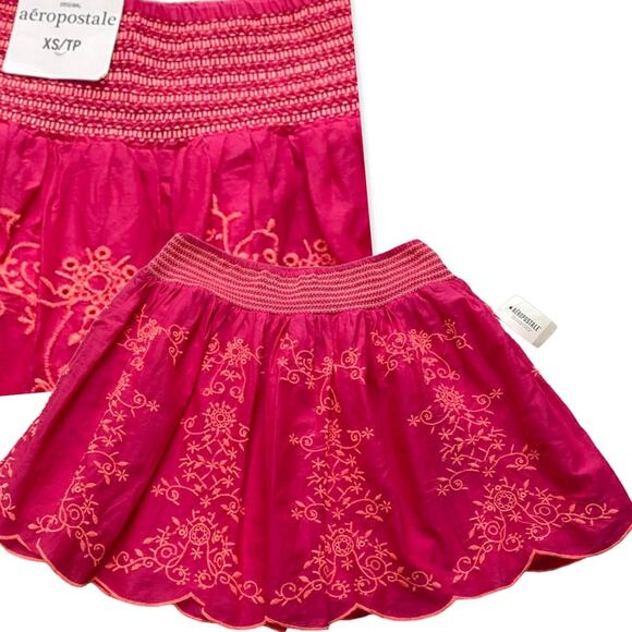 NWT Aeropostale Pink and Orange Mini Skirt Embroidery Size XS - Picture 1 of 5
